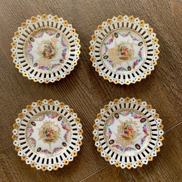 Vintage 1925 Powell Porcelain Reticulated Trinkets Dishes - Picture 9 of 11